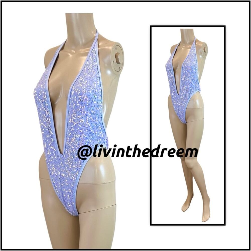 BERRY BEACHY CASCADE BODY - PURPLE SEQUIN SZ L - Picture 6 of 15